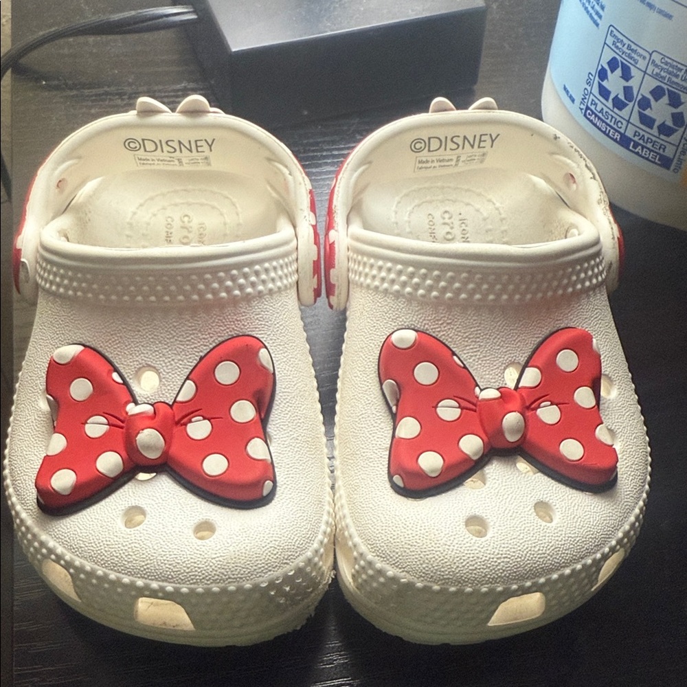 CROCS Kids Slippers with Red Polka Dot Bows